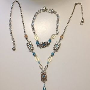 Brighton Reversable silver Necklace bracelet set